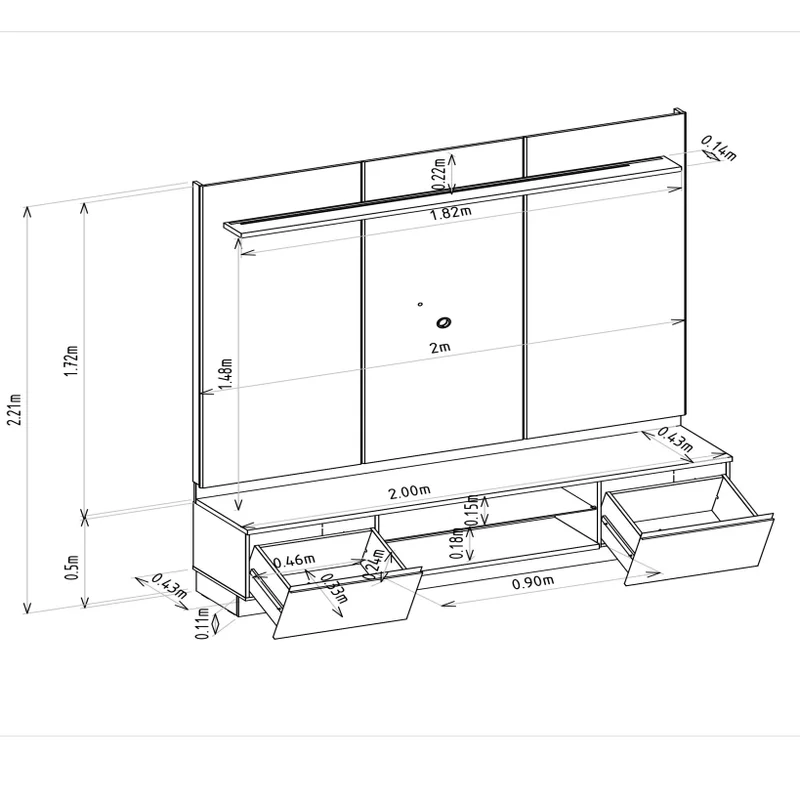 Conjunto Modular - Magnum 200CM con Led en Madera natural - Muebles para TV, Uruguay | Balton, vista 12