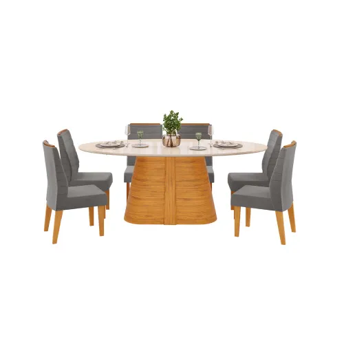 Juego De Comedor Mesa Ovalada 6 Sillas Tapizadas Mdp - Mesas de comedor, Uruguay | Soy Hogar