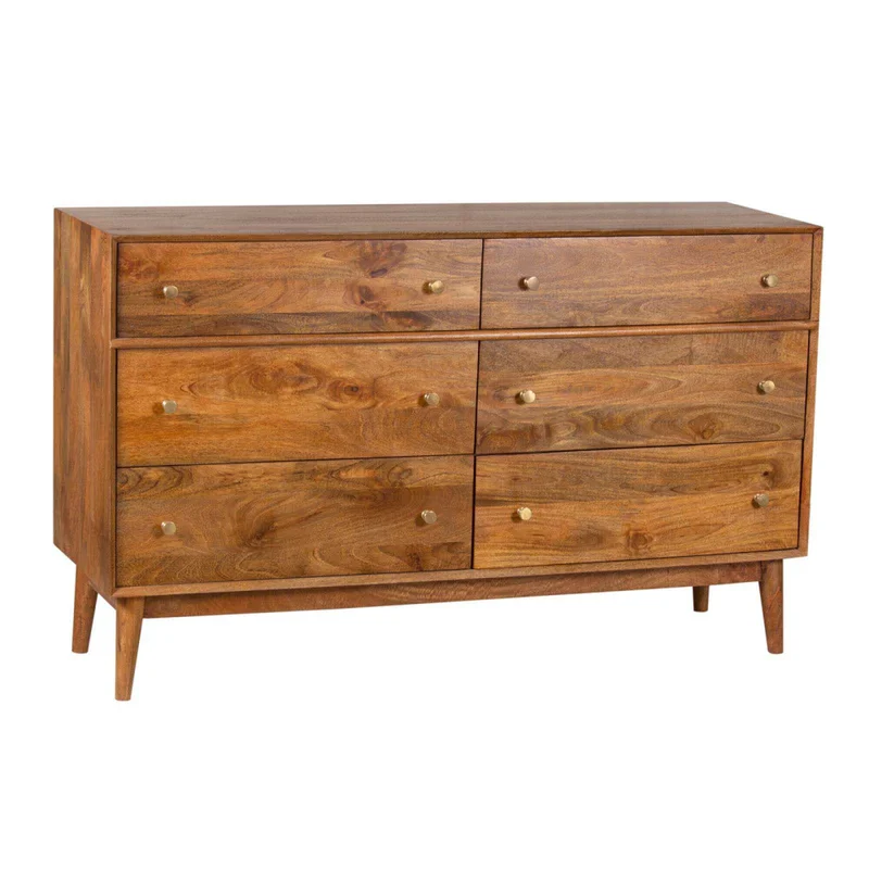 Comoda 6 Cajones Madera-de-mango Marron Parker en Marrón - Cómodas, Uruguay | Divino, vista 3