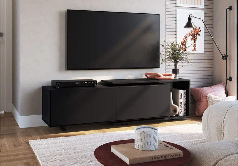 Rack TV Vigo Negro en Negro - Muebles para TV, Uruguay | Berna Home, vista 5