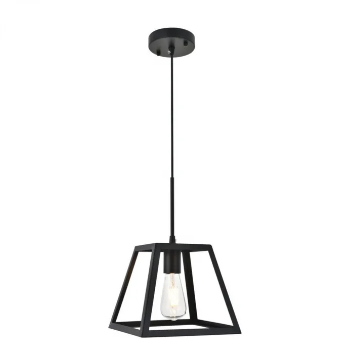 Colgante trapecio 1 lámpara negro 21cm E27 en Negro - Lámparas colgantes, Uruguay | Iluminica, vista 2