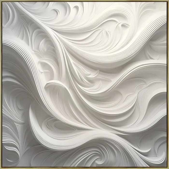 CUADRO CANVAS ABSTRACTO ONDAS BLANCAS MARCO MADERA en Blanco - Decoración de pared, Uruguay | Champagne Home