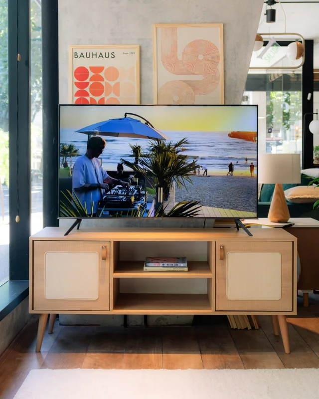 Rack TV Praga con Tela 140 cm – Peroba en Madera natural - Muebles para TV, Uruguay | Berna Home, vista 4