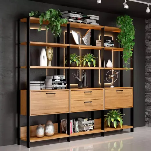 Estanteria Mela 3 Modulos 100% MDF - Linea Factory - Bibliotecas, Uruguay | Balton
