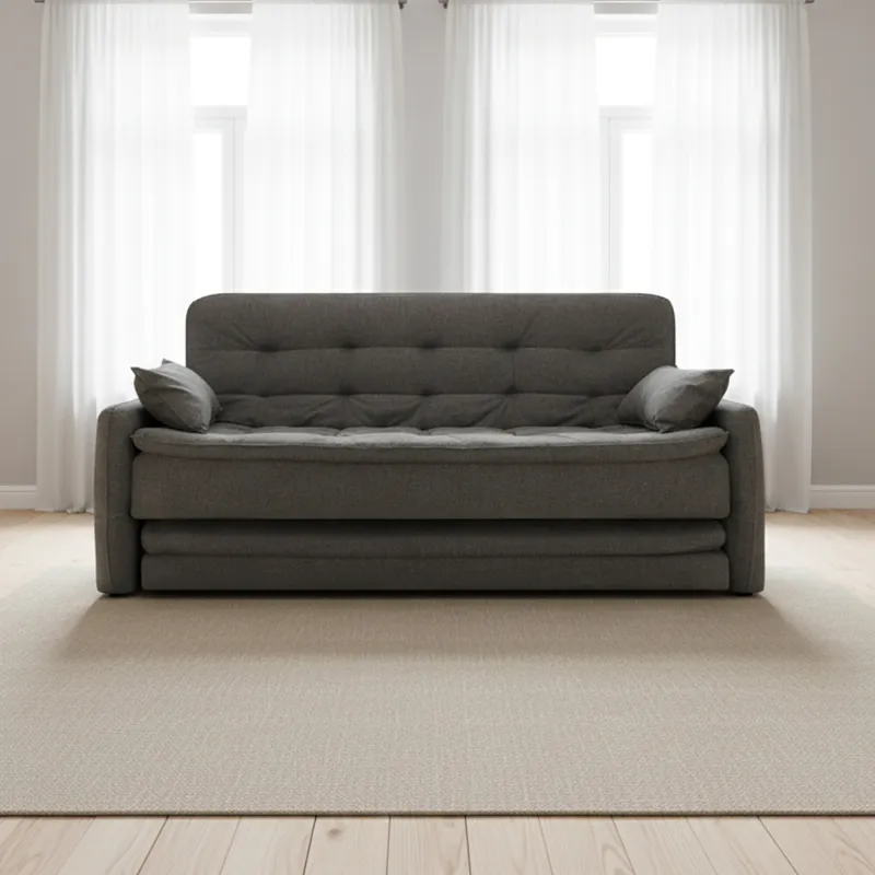 Sillón Cama 3 Cuerpos Tela Gris Madalena Grafito en Gris - Sillones y sofás, Uruguay | Divino