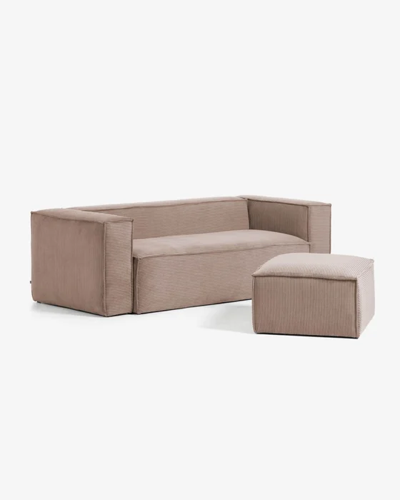 Reposapiés Blok 90 x 70 cm - pana rosa en Rosa - Butacas, banquetas y puffs, Uruguay | Kavehome, vista 4