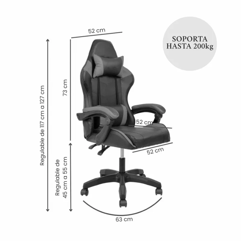 Silla Gamer Gaming Ergonomica Reclinable - PU - Rojo en Rojo - Sillas de escritorio, Uruguay | Rústico Hogar, vista 5