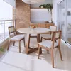 Mesa de Comedor Wood - Redonda con Vidrio - 120 - Off White y Natural en Blanco - Mesas de comedor, Uruguay | NYR, vista 2 de 5