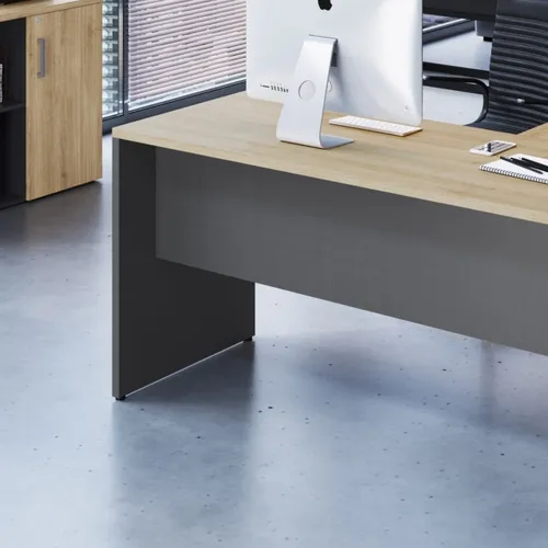 Escritorio con extención lateral & cajonera línea Concept en Gris - Escritorios, Uruguay | World Vigo