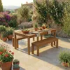 Juego de Patio Caraíva en Madera de Teca – Mesa 160 cm con 2 Bancos en Madera natural - Muebles para el exterior, Uruguay | Rústico Hogar, vista 2 de 4