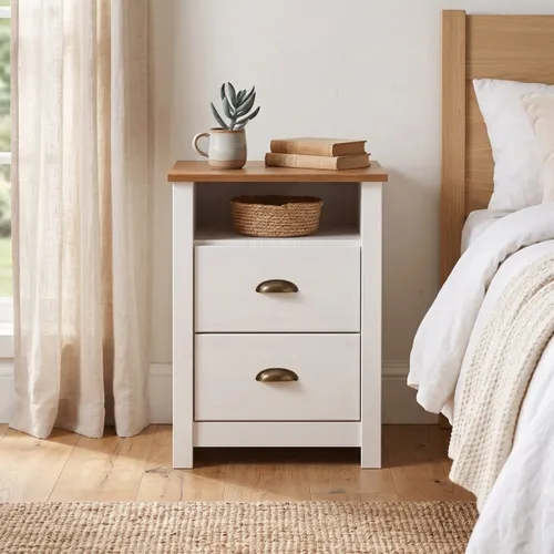 Mesa de Luz - Madera maciza - Linea Colonial - Blanca en Blanco - Mesas de luz, Uruguay | Rústico Hogar