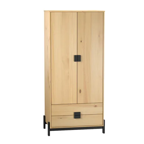Ropero 2 puertas 2 cajones Linea Alla en Madera natural - Roperos y placares, Uruguay | La Cueva Muebles