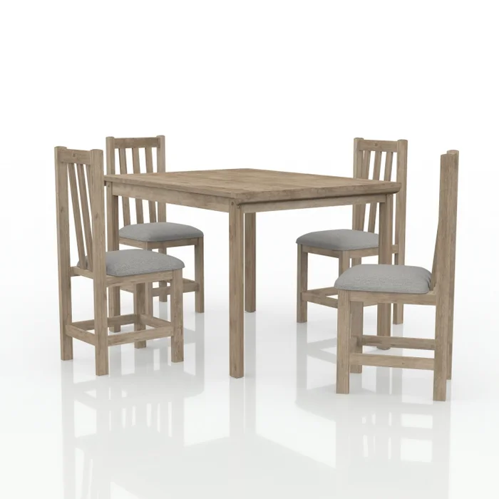 MH- JUEGO DE COMEDOR ITALIA 4 SILLAS EUCALIPTO RUSTICO en Madera natural - Mesas de comedor, Uruguay | Alfa Ventas