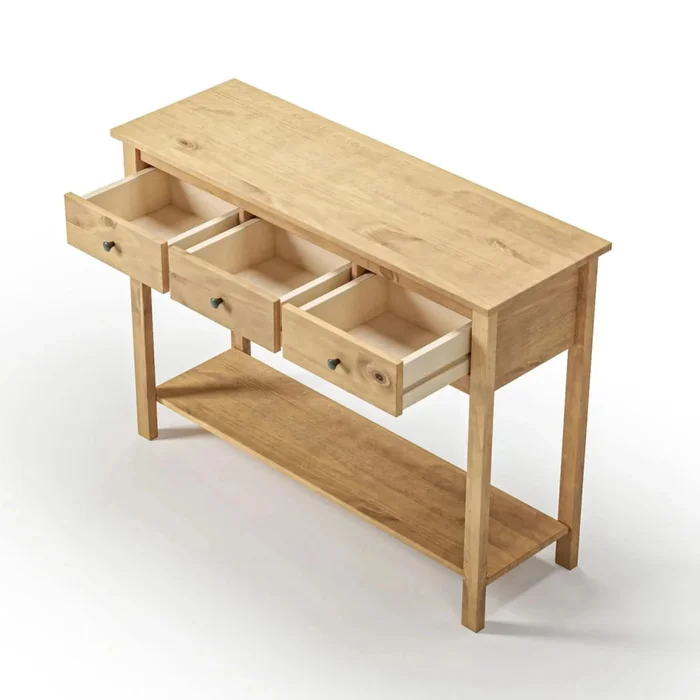 Mesa De Arrime Aparador 3 Cajónes - Línea Maden - Marrón en Blanco - Mesas de arrimo, Uruguay | Ecowood, vista 5