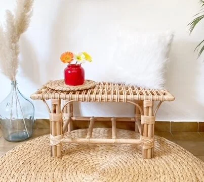 Banco de mimbre en Madera natural - Decoración, Uruguay | Decoramuss