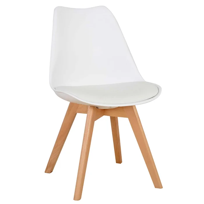 Silla De Comedor Polipropileno-y-madera Blanco Estilo Eames en Blanco - Sillas, Uruguay | Divino