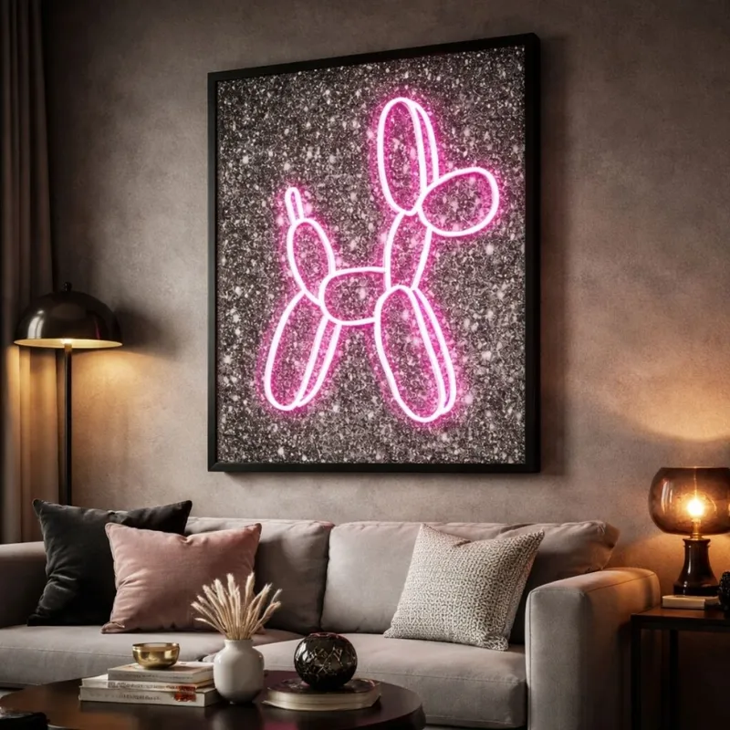 CUADRO BALLOON DOG LED Rosa  en Rosa SKU - Decoración, Uruguay | Viasono