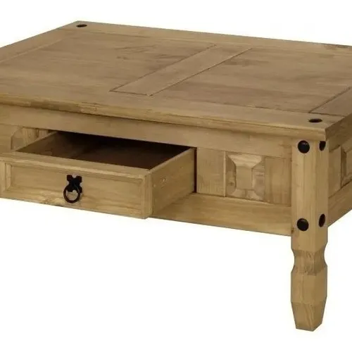 Mesa Living con 1 Cajón HERLI REF.P601 – Cera en Madera natural - Mesas de living, Uruguay | Igoa