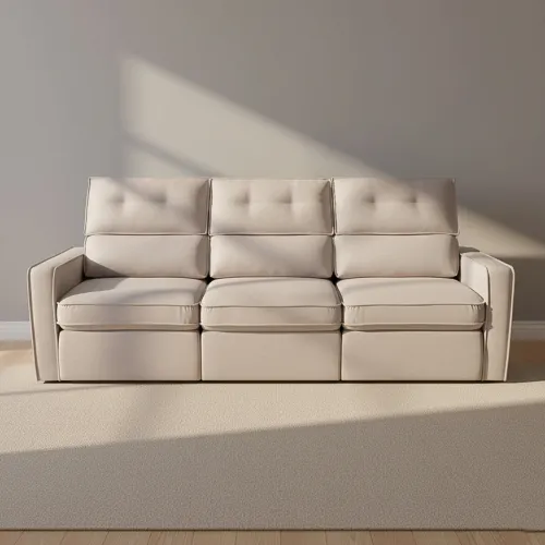 Sofa Retractil 3 Cuerpos Tela Natural-beige Ambar Beige en Beige - Sillones y sofás, Uruguay | Divino