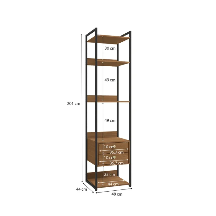Combo Closet Abierto Modular P49 y P50 - Linea Industrial en Madera natural - Roperos y placares, Uruguay | Balton, vista 3