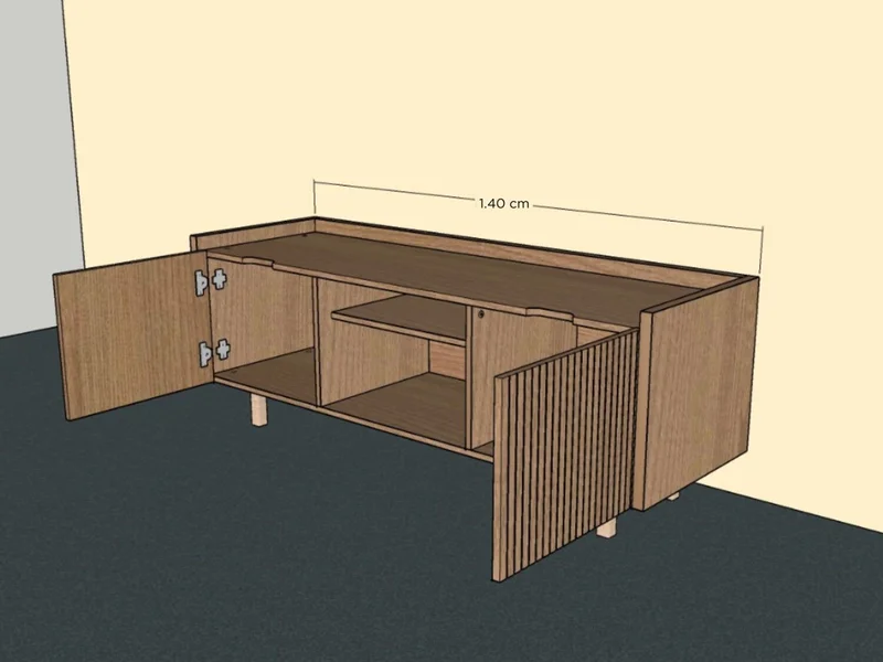 Rack PLISSE 1.40 m Madera en Madera natural - Muebles para TV, Uruguay | Finkel, vista 3