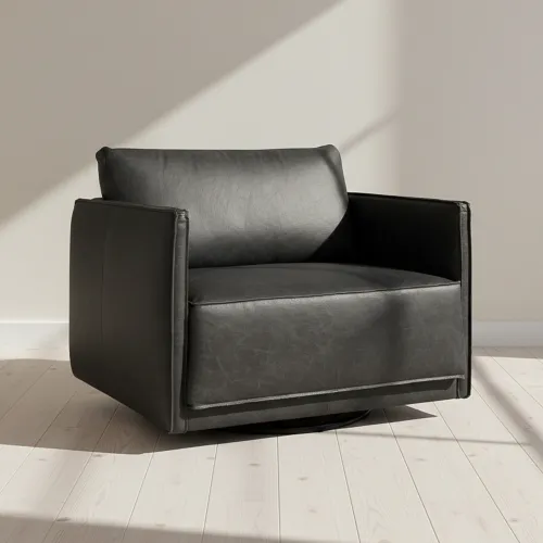Butaca 1 Cuerpo Cuero-100-natural Negro Romeo en Negro - Sillones y sofás, Uruguay | Divino
