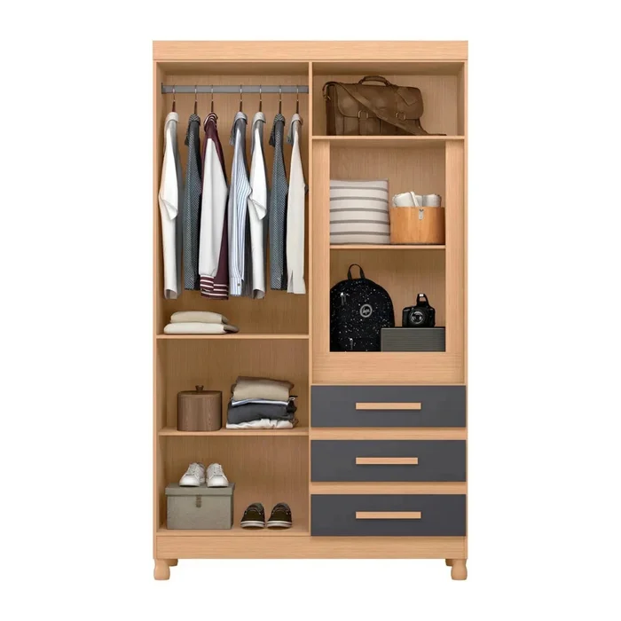 Ropero con Espejo 6 puertas 3 Caj - Línea FIT - Gris Oscuro en Gris - Roperos y placares, Uruguay | Ecowood, vista 4