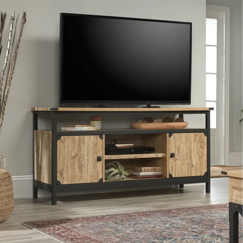 Rack para TV - Sauder - Linea Steel River - Natural en Madera natural - Muebles para TV, Uruguay | Rústico Hogar