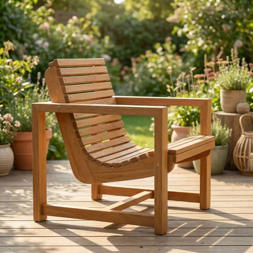 Sillón curvo 1 cuerpo exterior — Serra Amoblamientos en Madera natural, Uruguay | Serra Amoblamientos