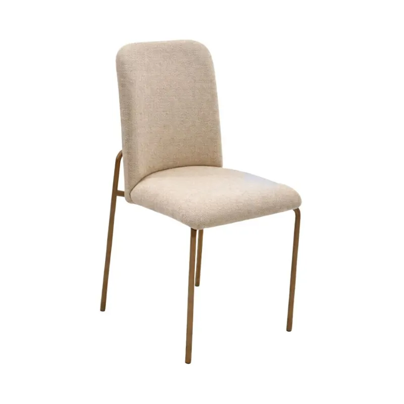 Silla en tela beige, patas en metal chocolate claro. en Beige - Sillas, Uruguay | Champagne Home