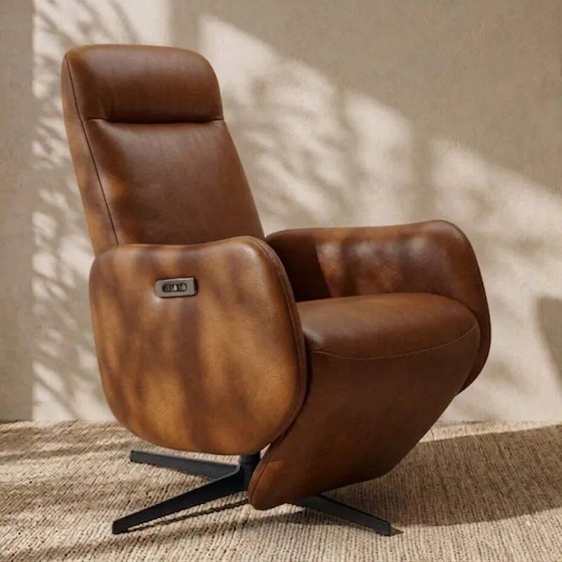 Sillón Reclinable Cuero Aura Amendoa en Marrón - Sillones y sofás, Uruguay | Aihaus