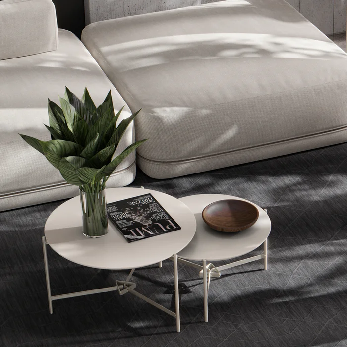 Conjunto Mesas De Living Redondas Patas De Hierro Tapa Mdp Blanco en GRIS, BLANCO, NEGRO - Mesas de living, Uruguay | Soy Hogar, vista 2