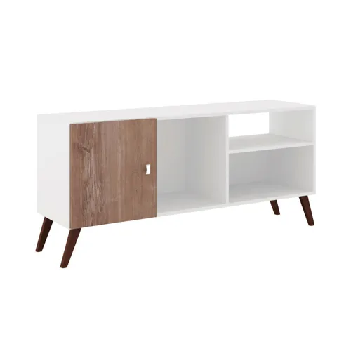 Rack Tv Linea Retro Mesa De Living 1 Puerta Rt3014 Blanco en Blanco - Escritorios y sillas de escritorio, Uruguay | Soy Hogar