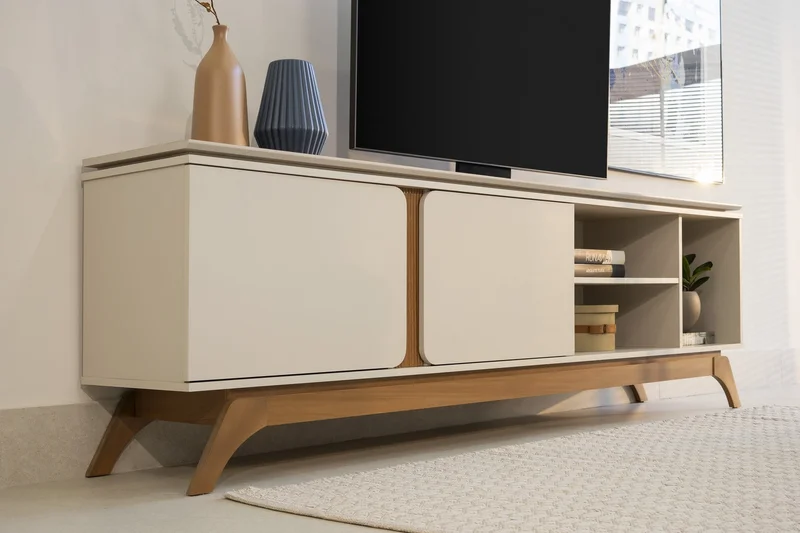 Rack para TV Istambul 200cm Patas en madera maciza en Beige - Muebles para TV, Uruguay | Balton, vista 6
