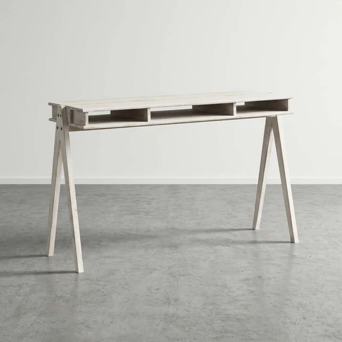 Escritorio Madera-acacia Blanco Cubbie en Beige - Escritorios, Uruguay | Divino