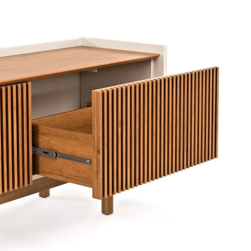 Rack de TV Dune Ripiado 1.8 - Línea Nevada - Blanco/Natural - Muebles para TV, Uruguay | Ecowood, vista 4