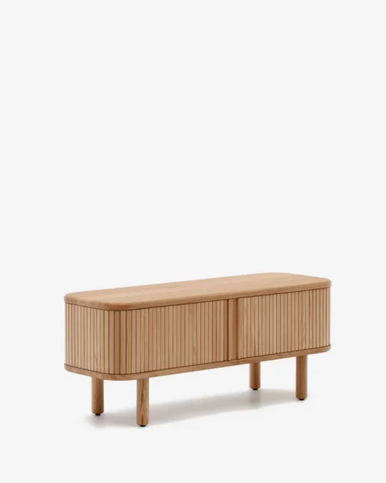 Mueble TV Mailen 2 puertas en chapa de fresno - con acabado natural 120 x 50 cm en Madera natural - Muebles para TV, Uruguay | Kavehome