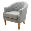 BUTACA CAPITONEADA - PATA MADERA CLARA - TELA GRIS en Madera natural - Butacas, banquetas y puffs, Uruguay | Champagne Home, vista 1 de 4