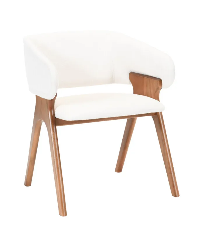 POLTRONA JUBA MADERA TELA 3016 63X58X75H en Blanco - Sillas, Uruguay | Vinibel