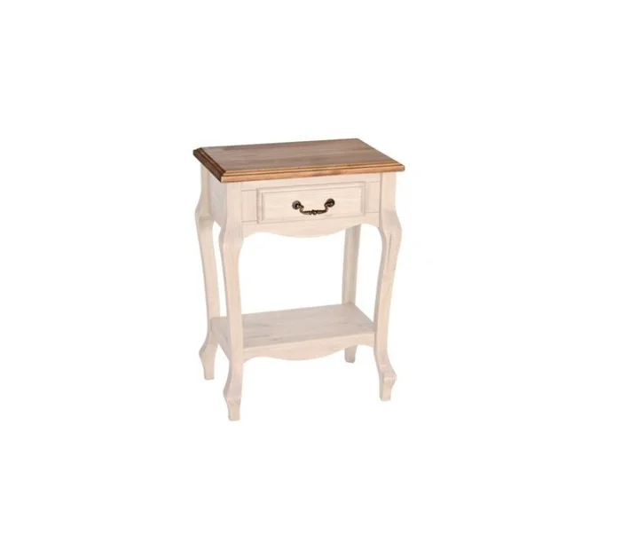 Mesa de luz 1 cajon - Linea luis XV - Blanco en Blanco - Mesas de luz, Uruguay | Rústico Hogar