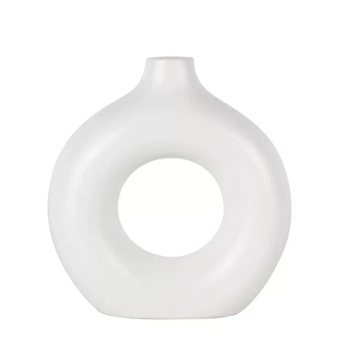 Florero cerámica circular M - blanco en Blanco - Jarrones, Uruguay | Concetto Casa