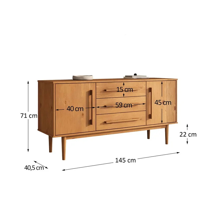 Aparador Buffet 145CM Trega - Madera Maciza en Madera natural - Aparadores y recibidores, Uruguay | Balton, vista 5