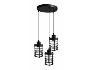 Lámpara de colgar 3 luces de hierro E27 Negra en Negro, Uruguay | Que Sal Muebleria, vista 3