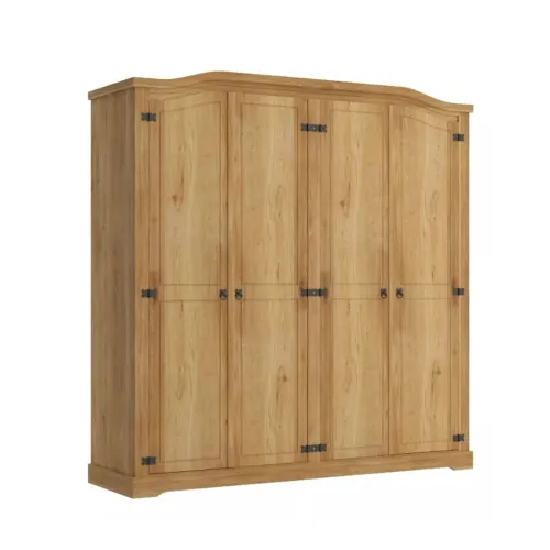 Ropero Curvo 4 Puertas Madera Maciza Línea Monterrey - Natural en Madera natural - Roperos y placares, Uruguay | Ecowood