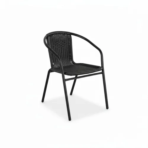 Silla Símil Rattan y acero clásica - Negro en Negro - Muebles para el exterior, Uruguay | Rústico Hogar