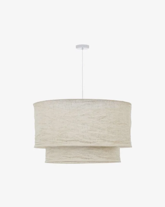 Pantalla para lámpara de techo Mariela de lino con acabado beige Ø 60 x 40 cm en Madera natural - Lámparas colgantes, Uruguay | Kavehome