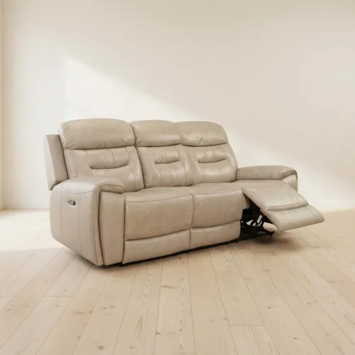 Sillón 3 Cuerpos Cuero Memphis Beige en Beige - Sillones y sofás, Uruguay | Divino