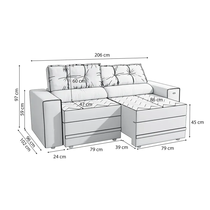 Sillón Sofá 2 cuerpos Retráctil 206 cm – Havana en Elige una opciónBeigeGris - Sillones y sofás, Uruguay | Delta Center, vista 2