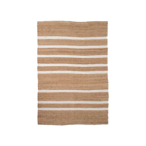 Alfombra Oriza de Yute Natural con Líneas Blancas - 200 x 140 cm - Textiles, Uruguay | Berna home