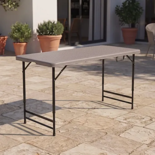 Mesa Plegable altura ajustable 120 cm Marrón en Gris - Muebles para el exterior, Uruguay | Rústico Hogar